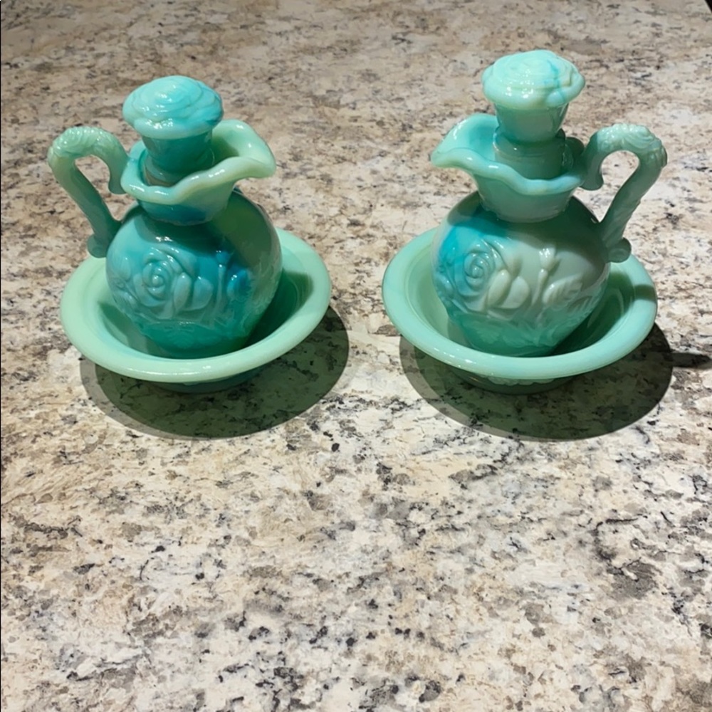 2 vintage Avon wash basins or decanters